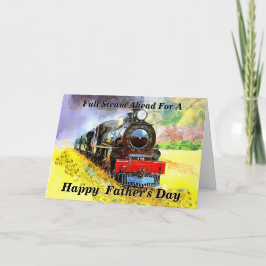 Verander tekst Voeg naam toe Stoomtrein Vaderdag k Kaart (Voorkant)