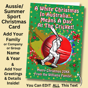 Verander tekst, Witte Kerst Australia Day Cricket Kaart