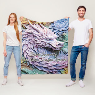 Verander tekst, zachte pastels 3D effect Dragon 50 Fleece Deken