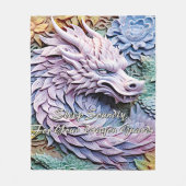 Verander tekst, zachte pastels 3D effect Dragon 50 Fleece Deken (Voorkant)