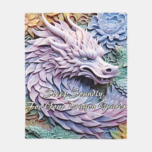Verander tekst, zachte pastels 3D effect Dragon 50 Fleece Deken (Voorkant)