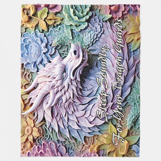 Verander tekst, zachte pastels 3D effect Dragon 60 Fleece Deken (Voorkant)