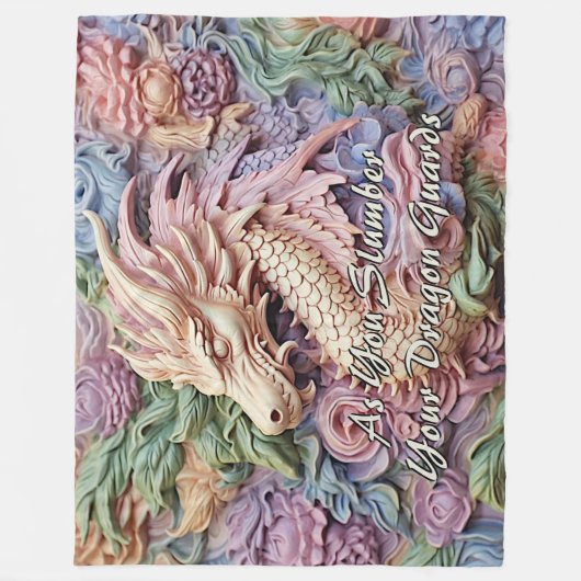 Verander tekst, zachte pastels 3D effect Dragon 60 Fleece Deken (Voorkant)