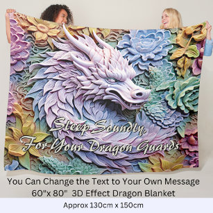 Verander tekst, zachte pastels 3D effect Dragon 60 Fleece Deken