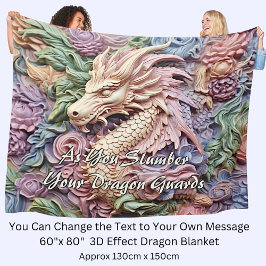 Verander tekst, zachte pastels 3D effect Dragon 60 Fleece Deken