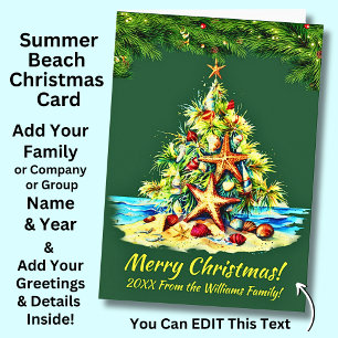 Verander tekst, Zeesterren schelpen Zand Kerstboom Kaart