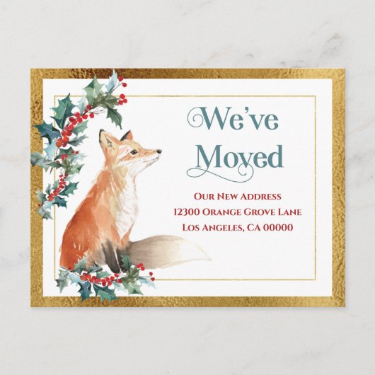 Verander van adres Gold We hebben vakantie verplaa Aankondigingskaart (Voorkant)