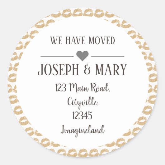 Verander van adresgoud lippen maken kunstenaar sam ronde sticker (Voorkant)