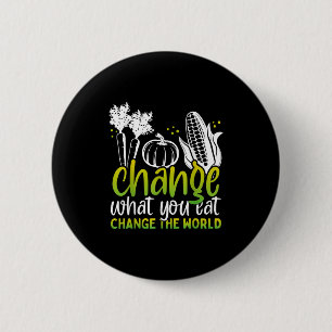 Verander wat je eet Grappige Wereld Vegan Awarenes Ronde Button 5,7 Cm