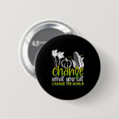 Verander wat je eet Grappige Wereld Vegan Awarenes Ronde Button 5,7 Cm (Voorkant /achterkant)