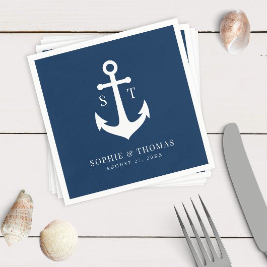 Veranderbare achtergrondkleur Monogram Anker Bruil Servet