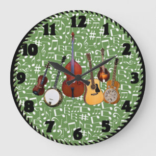 VERANDERBARE ACHTERGRONDSLAG MUZIEKNOTEN GROTE KLOK