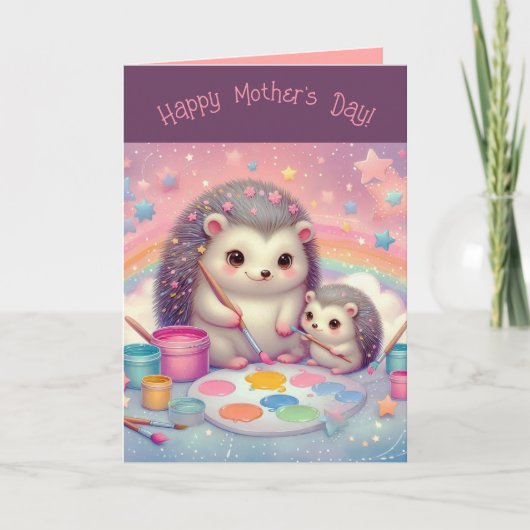 Veranderbare Moeder en Baby Egels Moederdag Kaart (Voorkant)