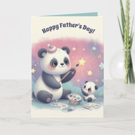 Veranderbare Panda Beer en Welp Vaderdagkaart Kaart (Voorkant)