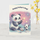 Veranderbare Panda Beer en Welp Vaderdagkaart Kaart (Gele Bloem)