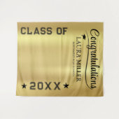 Veranderbare zwart & goud afstudeerfoto-achtergron wandkleed (Voorkant (horizontaal))