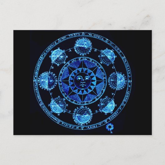 Veranderde Lichte Blauwe Zonnetjes van de Zon Ecli Briefkaart (Voorkant)