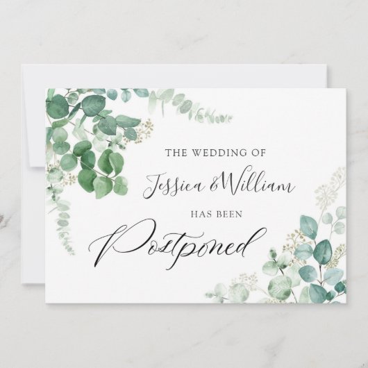 Veranderde uitgesteld eucalyptus aquarel datum kaart (Voorkant)