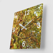Veranderen Maple Tree Green en Gold Herfst Kleur Vierkante Klok (Hoek)