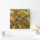 Veranderen Maple Tree Green en Gold Herfst Kleur Vierkante Klok (Huis)
