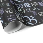 VERANDEREN MONOGRAM BlackLetter Style Alle gelegen Cadeaupapier (Rol Hoek)