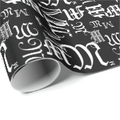 VERANDEREN MONOGRAM BlackLetter Style Alle gelegen Cadeaupapier (Rol Hoek)