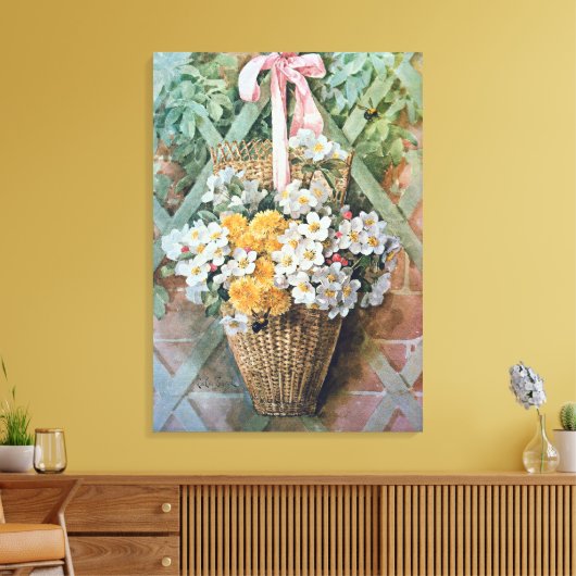 Veranderen van de drummmand door Paul de Longpre Canvas Afdruk (Insitu (Woonkamer))