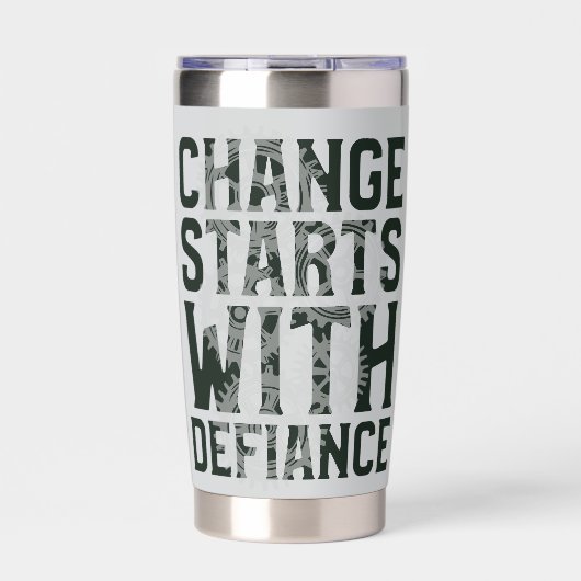 Verandering begint met Defiance Thermal Tumbler Geïsoleerde Drinkbeker (Voorkant)