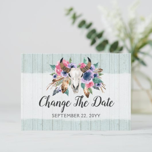 Verandering datum Rustic Boho Uitgestelde bruiloft Save The Date (Staand voorkant)