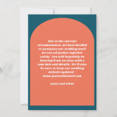 Verandering in huwelijksplannen Kleurrijk Blauw Ge Save The Date (Achterkant)