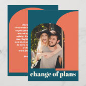 Verandering in huwelijksplannen Kleurrijk Blauw Ge Save The Date (Voorkant / Achterkant)