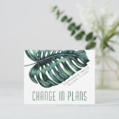 Verandering in plannen Tropische bruiloft uitstel Briefkaart (Staand voorkant)