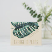 Verandering in plannen Tropische bruiloft uitstel Briefkaart (Staand voorkant)