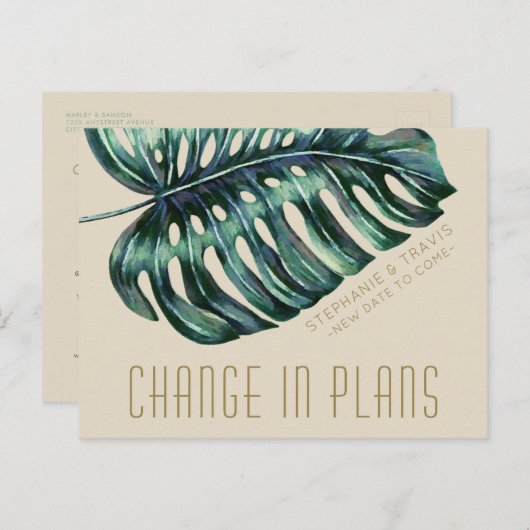 Verandering in plannen Tropische bruiloft uitstel Briefkaart (Voorkant / Achterkant)