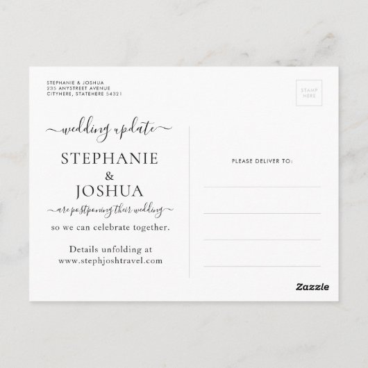 Verandering in plannen uitgestelde bestemming brui briefkaart (Achterkant)