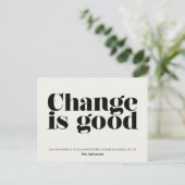 Verandering is een goede bewegende aankondiging // (Staand voorkant)