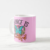 Verandering is een mooi Inspirerend prijsopgave vo Koffiemok (Voorkant links)