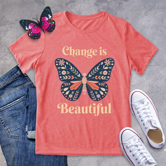 Verandering is een prachtig Folk Art Butterfly Shi Tri-Blend Shirt