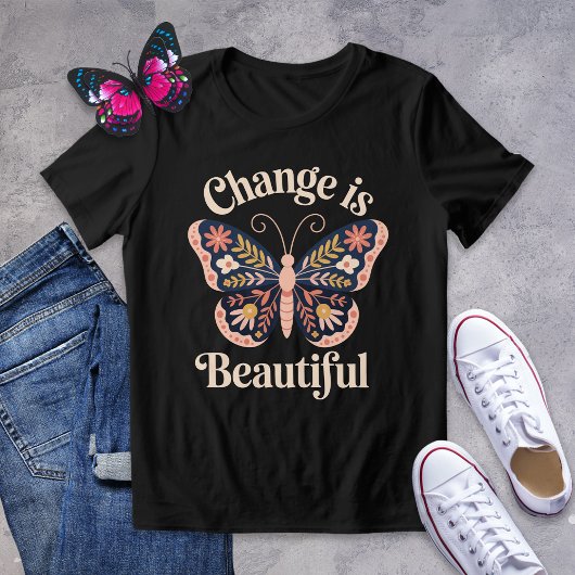 Verandering is een prachtig Folk Art Butterfly Shi Tri-Blend Shirt