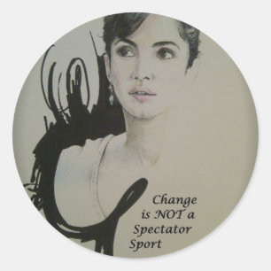 Verandering is geen Spectator Sport Art Print Ronde Sticker