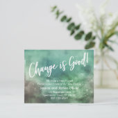 Verandering is goed! Aankondiging groene Waterverf (Staand voorkant)