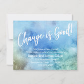 Verandering is goed! Blauwgroene Waterverf Aankond Kaart (Voorkant)