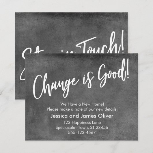 Verandering is goed! Grey Grunge Aankondiging (Voorkant / Achterkant)