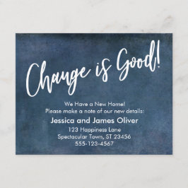 Verandering is goed! Grunge Navy Moving Aankondigi Kaart