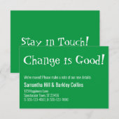 "Verandering is goed" Kelly Green New Address Kaar Notitiekaartje (Voorkant / Achterkant)