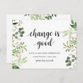 Verandering is goed, Nieuwe aankondiging van het h Briefkaart (Voorkant / Achterkant)
