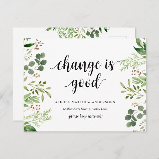 Verandering is goed, Nieuwe aankondiging van het h Briefkaart (Voorkant / Achterkant)