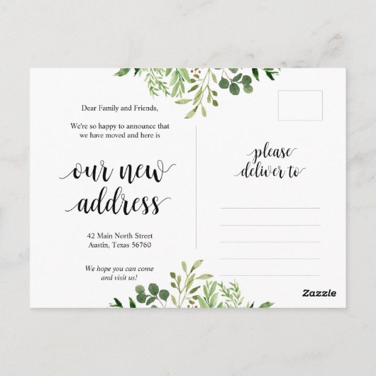 Verandering is goed, Nieuwe aankondiging van het h Briefkaart (Achterkant)