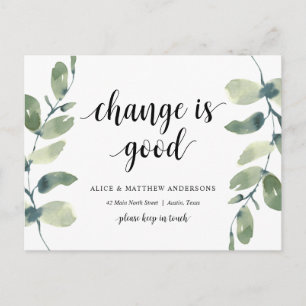 Verandering is goed, Nieuwe aankondiging van het h Briefkaart