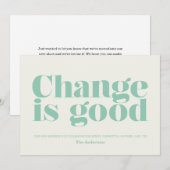 Verandering is kennisgeving goed bewegen // Turquo Kaart (Voorkant / Achterkant)